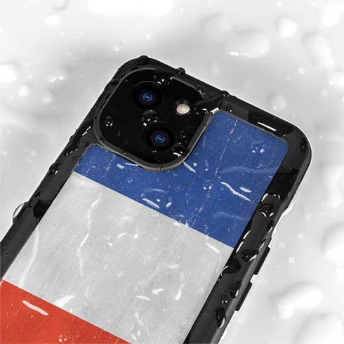 French Flag Distressed iPhone 13 Mini Waterproof Case
